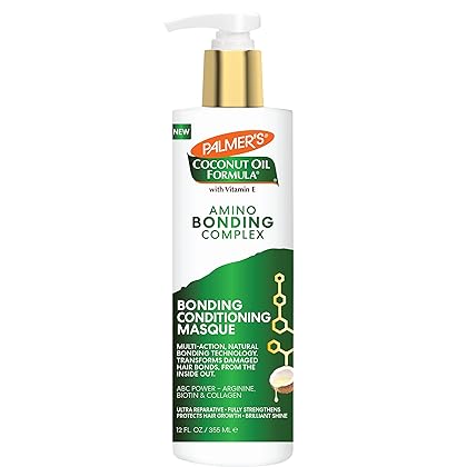 Palmer's Amino Bonding Complex Hair Mask, Intense Conditioning Masque Pack with Coconut Oil & Vitamin E, Heat Protectant, Anti Frizz, Adds Shine, Protects Hair Growth, All Hair Types, 12 fl. oz bottle