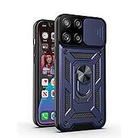 Case for Samsung Galaxy A71 4G, Military Grad Armor with Slide Camera Cover and Magnetic Car Mount Ring Kickstand, Blue