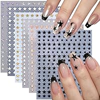 6Pcs Star Nail Art Stickers 3D Shiny Stars Nail Decals Self-Adhesive Nail Supplies Sparkly Geometry Star Sticker DIY Transfer Decal Design Nail Tips Foil DIY French Nail Art Luxury Manicure Decoration