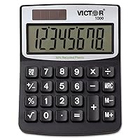 Victor 1000 8-Digit Standard Function Calculator, Battery and Solar Hybrid Powered Angled LCD Display, Great for Home and Office Desks, Black, 0.5