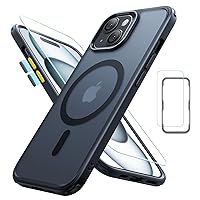 ESR for iPhone 15 Case (5 in 1) Set, Translucent Matte Case with Screen Protector and Camera Lens Protectors, Compatible with MagSafe, Military-Grade Protection, Classic Series, Frosted Black