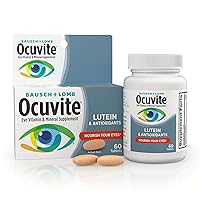 Eye Vitamin & Mineral Supplement, by Bausch + Lomb, Contains Zinc, Vitamins A, C, E, & Lutein, Pink,Tablet, 60 Count
