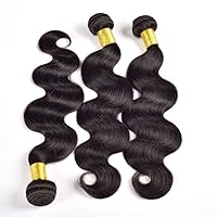 9A Grade Brazilian Virgin Hair Body Wave Human Hair Weave 3 Bundles 20 22 24 Inches Natural Black Color Pack of 3