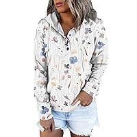 XHRBSI Crew Neck Sweatshirts Women Women's Casual Fashion Floral Print Long Sleeve Pullover Hooded Top