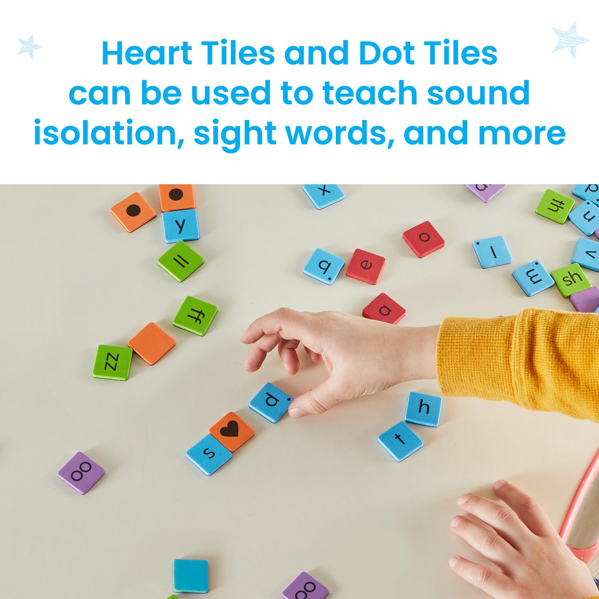 hand2mind Phonics Word-Building Magnetic Letter Tiles, Letter Recognition for Kindergarten, Letter Sounds, Phonics Manipulatives, Phonemic Awareness, Science of Reading Classroom Materials (Set of 6)