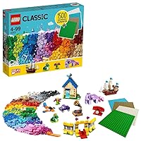 LEGO 11717 Classic Bricks Bricks Plates, Large Creative Building Toy for Kids, Gift for Boys and Girls Age 4 Plus with Wheels, Windows & 4 Baseplates
