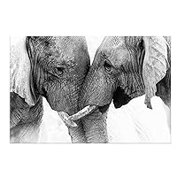 DZL Art D73069 Black and White Elephants Entwine Wall Art Canvas Painting Ready to Hang for Living Room Bedroom Office Wall Decor Home Decoration