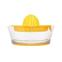 Manual Hand Built-In Strainer and Measuring Cup, 2 Size Reamers Included Premium Quality Lemon Orange Lime Juicer, Yellow