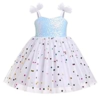 Toddler Baby Girl Birthday Party Dress Sequins Glitters Princess Ruffle Tulle Tutu Dress Pageant Summer Sundress