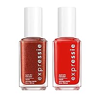 Expressie Quick-Dry Nail Polish Set, Gold + Red Standout Sparkle Nails, Send a Message + Misfit Right In, 0.33 fl oz each