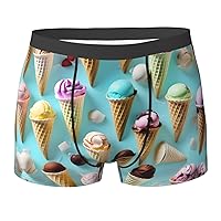 NEZIH Ice Cream Cones Print Mens Boxer Briefs Funny Novelty Underwear Hilarious Gifts for Comfy Breathable