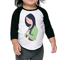 Autumn Kids Toddler Mulan Crew Neck 3/4 Sleeves Raglan T Shirts Black US Size 2 Toddler