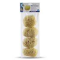 Baby Buddy Natural Wool Sea Sponge, Newborn Bath Time Essential, Ultra Soft for Delicate Skin, Hypoallergenic and Biodegradable, 4 Pack