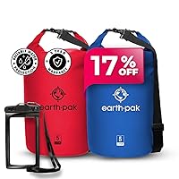 Earth Pak Waterproof Dry Bag - Roll Top Waterproof Backpack Red 5L & Blue 5L