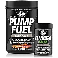 PMD Sports Sports Ultra Pump Fuel Insanity - Pre Workout - Miami Sunrise (30 Servings) Sports Omega Cuts Elite Thermogenic Fat Burner (90 Softgels)