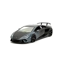Pink Slips 1:24 W3 Lamborghini Huracan Performante Die-Cast Car w/Base, Toys for Kids and Adults(Grey/Black Gradient)