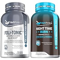 FoliTonic DHT Blocker & Hair Loss Supplement | Hair Thinning & Promotes Healthy Thicker Hair Growth - Night Time Weight Supplement with Melatonin to Support Sleep & Metabolism | Melatonin & for Women