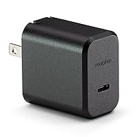 mophie GaN 30W Charger - Fast Charging USB-C PD Port, with Foldable Prongs, Ultra-Compact Design for Phones, Tablets, Laptops, Made with Recycled Materials, Black