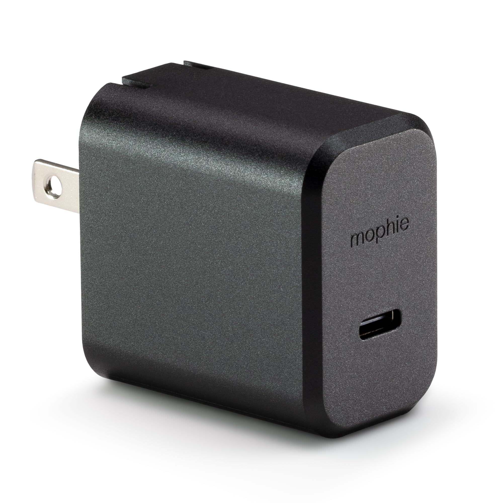 mophie GaN 30W Charger - Fast Charging 1 USB-C PD Port, with Foldable Prongs, Ultra-Compact Design for Phones, Tablets, Laptops, Made with Recycled Materials, Black