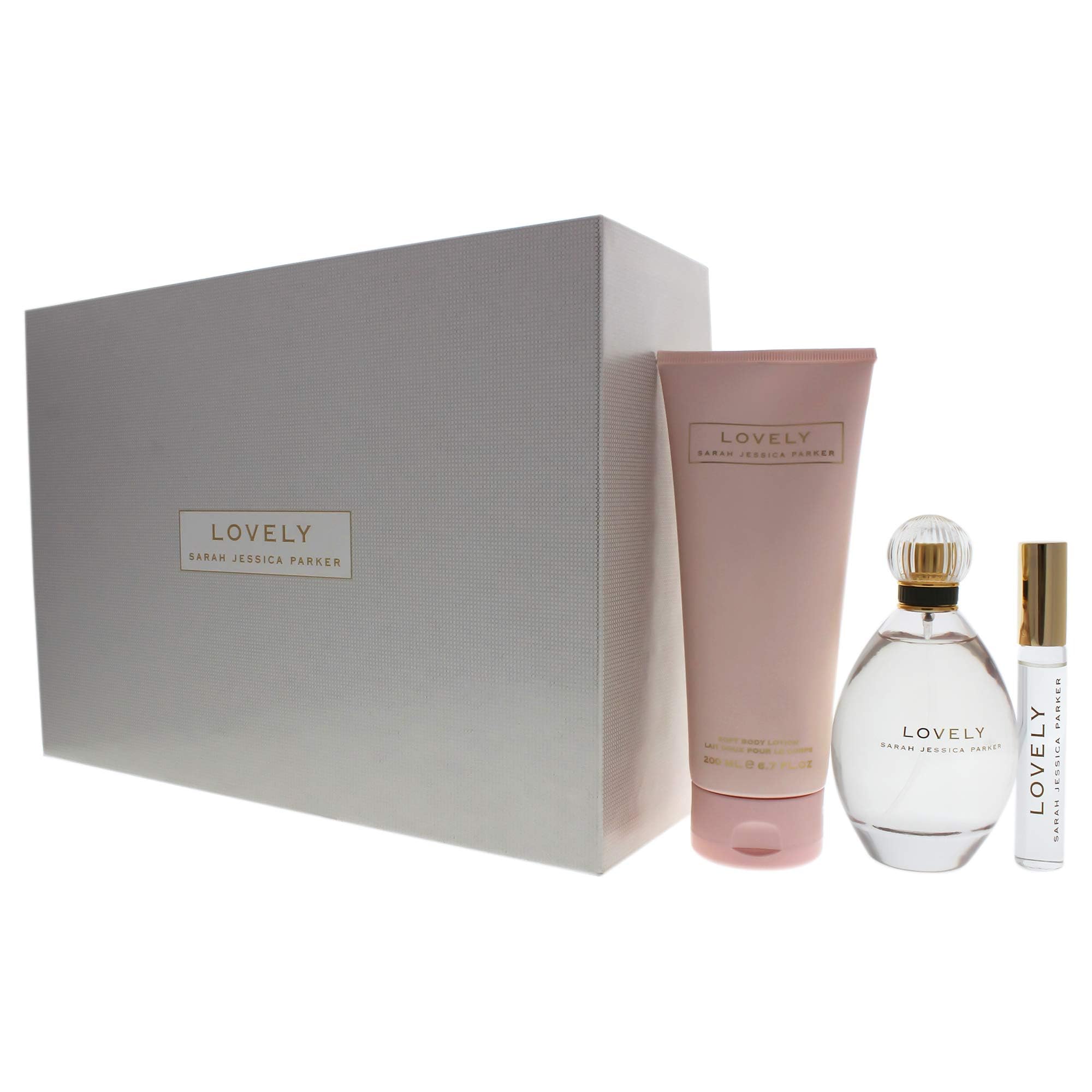 Sarah Jessica Parker Lovely - Women's Perfume and Body Care Gift Set - Includes Eau De Parfum, Rollerball, and Soft Lotion in Iconic Lovely Fragrance - Notes of Mandarin, Lavender, and Apple - 3 pc