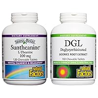Stress-Relax Chewable Suntheanine L-Theanine, 100 mg (120 Tablets) & Quercetin LipoMicel Matrix, 250 mg (60 Liquid Softgels) for Relaxation & Immune Support