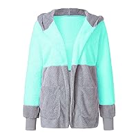Womens Oversized Long Sleeve Fuzzy Fleece Soft Chunky Knit Sweater Open Front Cardigan Outwear Coat Hoodie With Pockets