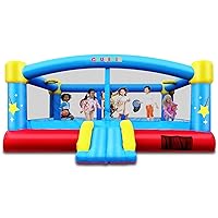 Big Inflatable Bounce House with GFCI Blower,15ft x 14.8ft,Double Basketball Hoop,Throw Ball Game,Reinforced PVC Bounce Floor,Jumping Bouncy Castle Holds 6 Kids