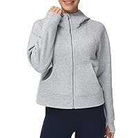 THE GYM PEOPLE Women's Full-Zip Up Hoodies Jacket Fleece Workout Crop Tops Sweatshirts with Pockets Thumb Hole