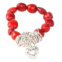 Silver Charm (Multiple Designs) Stretchy & Adjustable Bracelet for Women “Symbol of Self-Realization” w/Meaningful Good Luck Huayruro Seed Beads - Great Gifts for Mom, Daughter, Sister, Aunt