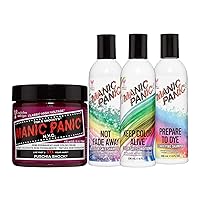 MANIC PANIC Fuschia Shock Dark Pink Hair Dye Bundle with Prepare to Dye Clarifying Shampoo and Shampoo and Conditioner Set for Colored Hair