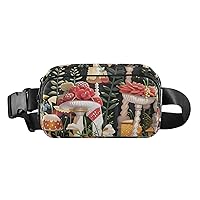 Mushroom Belt Bag for Women Fanny Pack Lightweight Waist Bags Waterproof for Travel Walking Running Hiking Cycling