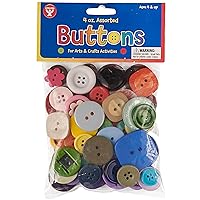 Hygloss Buttons for Crafts - Assorted Colors and Sizes - Colored Craft Buttons for Sewing and Projects - 4-Ounce Bag