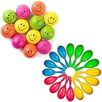 Be Happy! Neon Colored Smile Funny Face Stress Ball - Happy Smile Face Squishies Toys, Bulk Pack of 12 Relaxable 2.5