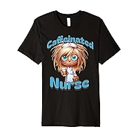 Caffeinated Nurse with Coffee, Fun Cartoon Nurse Theme Premium T-Shirt