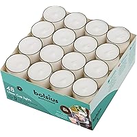 BOLSIUS 48 Unscented Tea Lights in Clear Cups - 8 Burn Hours - Premium European Quality - Consistent Smokeless Flame - 100% Cotton Wick - Dinner, Wedding, Party, Spa, Church, & Home Décor Tealights