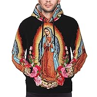 Virgen De Guadalupe Virgin Mary Flowers Hoodies Mens Pullovers Unisex Sportspullovers