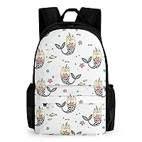 Funny Cat Mermaid 17 Inch Laptop Backpack Large Capacity Daypack Travel Shoulder Bag for Men&Women