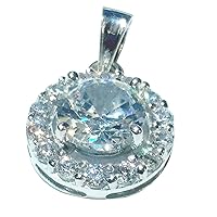 SwaraEcom 14K White Gold Plated AAA Cubic Zirconia Halo Pendant (3 Cttw)