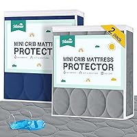 Mini Crib Mattress Protector 2 Pack Waterproof, Quilted 38