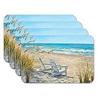 Counterart Ocean View 4 Pack Reversible Easy Care Flexible Plastic Placemats Made in The USA BPA Free Easily Wipes Clean