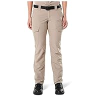 5.11 Tactical Women's Fast-Tac Cargo Professional Uniform Pants, Polyester Ripstop, Khaki, 4/Long, Style 64419