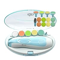 Royal Angels Baby Nail File 21 in 1, Safe Electric Baby Nail Buffer, Extra 13 Replacement Tools, Baby Nail Kit, Baby Nail Trimmer, Newborn Toddler Toes and Fingernails Clipper, Trim and Polish (Blue)