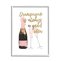 Stupell Industries Champagne Always Good Idea Phrase Chic Wine Bottle, Designed by Amanda Greenwood White Framed Wall Art, 16 x 20, Pink