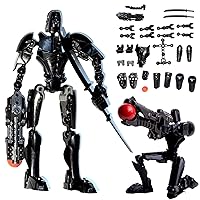 T13 Action Figure, Robot Action Figure 3D Printed Toys Figure Multiple Accessories Desk Robot Movable Stop Motion Animation Kit (Black)