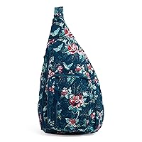 Vera Bradley Women's Cotton Sling Backpack, Rose Toile - Recycled Cotton, One Size