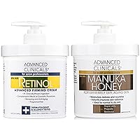 Retinol Body Lotion + Manuka Honey Cream 2pc Set | Moisturizer Face Lotion & Body Cream | Crepey Skin Care Treatment | Retinol Cream Targets Look Of Crepe Skin & Sagging Skin, 2pc