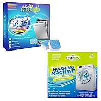 Dishwasher Cleaner Tablets and Washing Machine Cleaning Tablets, 24 Pack Each, Descaler for Dishwashers and Washing Machine of all Types, Cleaning Supplies for Whole Year
