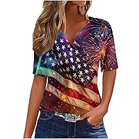 4Th of July Outfits for Women Womens Summer Tops American Flag T Shirt American Flag T Shirt Womens Plus Shirts Horse Shirt