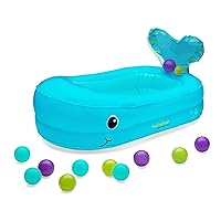 Infantino Whale Bubble Inflatable Baby Bath Tub and 10-Piece Ball Set, Inflated Size: 30 in x 18 in (76.2 cm x 45.7 cm), 6-24 Months, Blue