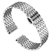 BINLUN Ultra Thin Mesh Stainless Steel Watch Band Light Watch Strap Polished Watch Bracelets Replacement 12mm/14mm/16mm/18mm/20mm/22mm for Men Women with Butterfly Buckle(Silver,22mm)